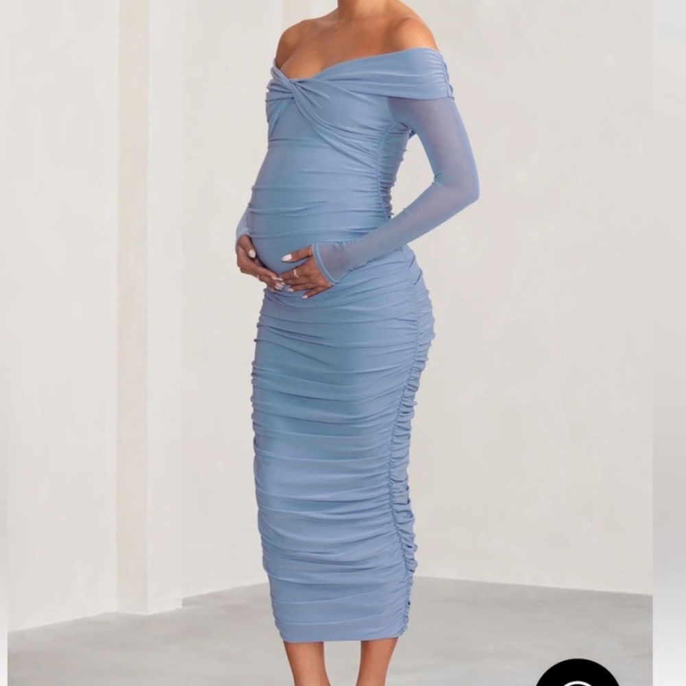 Club L London Off-Shoulder Blue Dress
